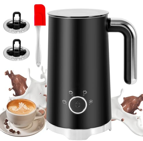 Milk Frother, Electric Milk Frother and Steamer 400W, Automatic Warm and Cold Foam Maker and Milk Warmer 4 in 1 with 2 Whisk for Latte, Cappuccino, Macchiato, Hot Chocolate Coffee