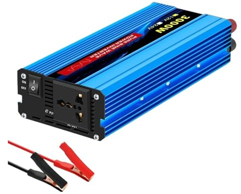 Convertisseur Puissance À Onde Sinusoïdale 1600W/10000W 12V/24V CC vers 220V/110V CA Tension 50/60Hz Transformateur Solaire Voiture avec Écran LED Transformateur(12V60HZ,3000W)