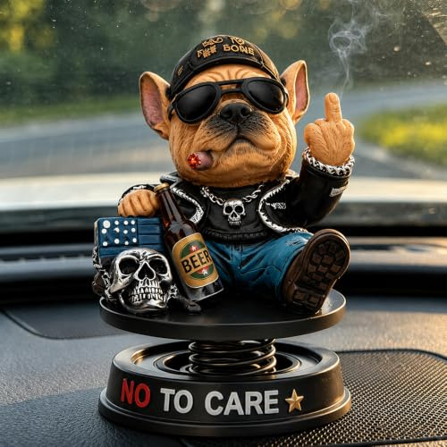 Rppiup Too Old To Care Dashboard Bobblehead, Resin Funny Car Accessories Tough Bulldog Bobble Head Figure, Easy Placement & Stability Car Dashboard Accessories for Dog Lovers