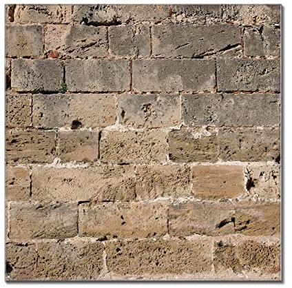 banjado® Glas Magnettafel mit 4 Magneten - Magnetwand 50x50cm mit Motiv Steinwand Antik - Memoboard/Pinnwand magnetisch, beschreibbar, perfekt für die Küche - Magnetboard auch als Wandbild/Wandtafel