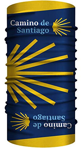 Jakobsweg Bandana 25 x 50 cm, Camino Schlauchschal, nahtloses Multifunktionstuch aus weicher Mikrofaser / Halstuch Kopftuch Mundschutz Schal / Pilgerweg Pilgern Reiseführer Santiago (Santiago)