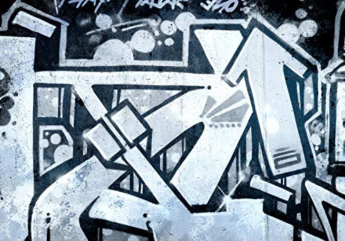 wandmotiv24 Fototapete Abstrakte Linien Graffiti Blau Grau, S 200 x 140cm - 4 Teile, Wanddeko, Wandbild, Wandtapete, M4834