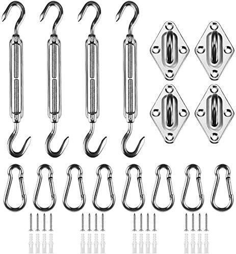 HOMPER M6 Awning Attachment Set, Heavy Duty Sun Shade Sail Stainless Steel Hardware Kit for Garden Triangle and Square, Rectangle,Sail Fixing Accessories