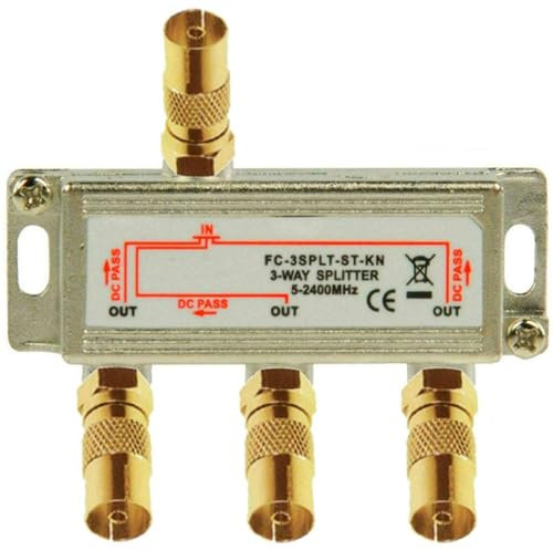 TronicXL Premium 3-fach Koax Antennenverteiler HD 3D 4K Verteiler Weiche Splitter für DVBT DVBT2 DVBC SAT Unicable Kabelfernsehen Unitymedia Vodafone Sky Kabel Deutschland Primacom Kabelfernseh HDTV