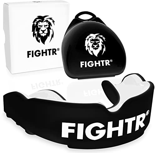 FIGHTR® Premium munskydd – perfekt andning och lätt att anpassa | Sport tandskydd för boxning, MMA, Muay Thai, hockey och kampsport | inkl. hygienlåda