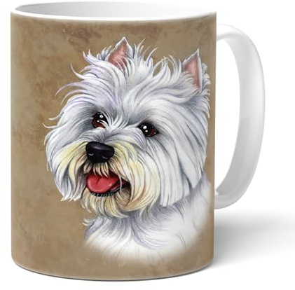 WESTIE/WEST HIGHLAND WHITE TERRIER - Tasse mit passenden Text und Zeichnung. Kaffeetasse. Kaffeebecher, Teetasse. Becher, Häferl mit Henkel, Mehrwegbecher. Geschenk für alle Hunden Liebhaber.