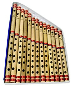 Bamboo Bansuri Flute for beginners Set multiple Key Tune 7 Holes Fipple Woodwind Clarinet Bamboo Quena Flute Indian Musical Instrument Krishna Flute Birthday Gift Mens Women set of 13