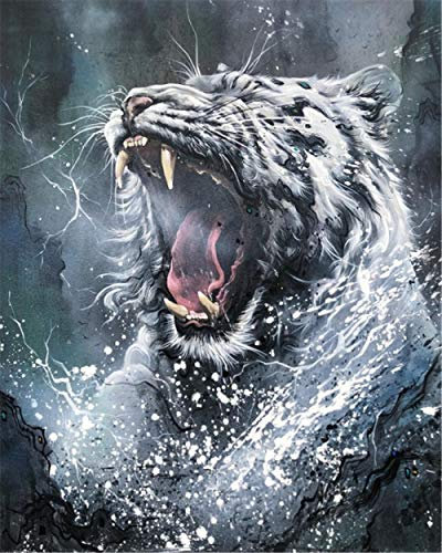Puzzle 5000 Teile,Brüllender weißer Tiger Puzzle für Erwachsene,Impossible Puzzle, farbenfrohes Legespiel,Geschicklichkeitsspiel für die ganze Familie,Erwachsenenpuzzle ab 14 Jahren-61.61x41.53 Zoll