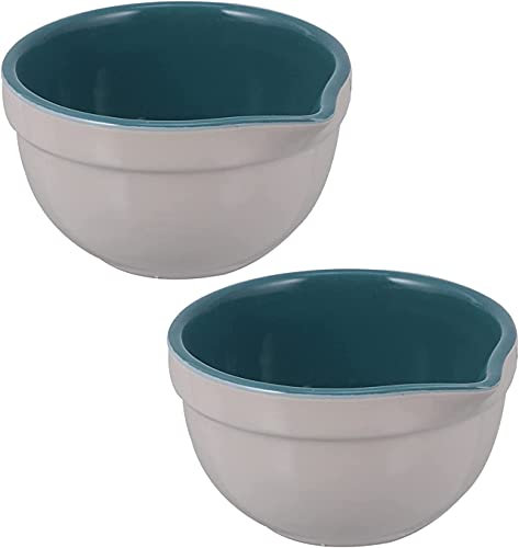 ZHANGDONG Bol Enfant Bol INOX saladier INOX saladier Plastique Cul de Poule 2 pièces Tasses à mesurer en céramique Bols de Cuisson Bol à pâte avec becs Tasses à mesurer en grès Bols à p