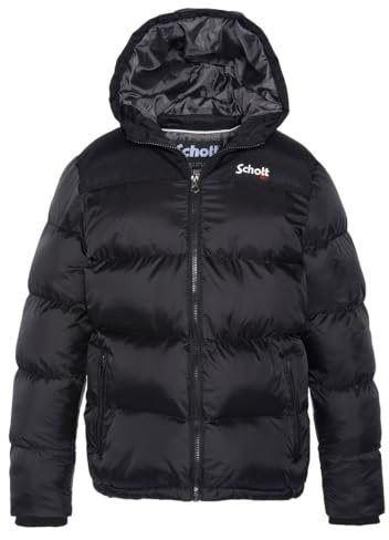 Schott NYC Garçon Utah2b DOUDOUNE CAPUCHE KIDS EMPIECEMENT EPAULE SCHOTT, Noir, 16 ans EU