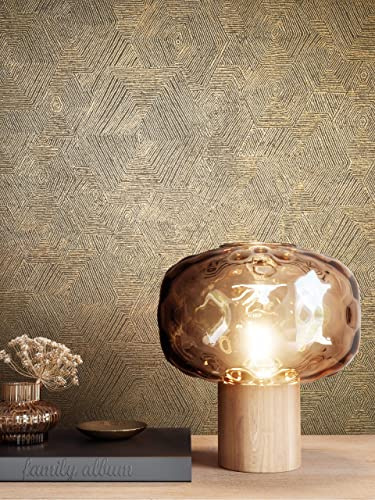 Newroom Tapete Khaki Vlies Hexagon - Geometrisch Modern Sechseck Grafisch für Wohnzimmer Schlafzimmer