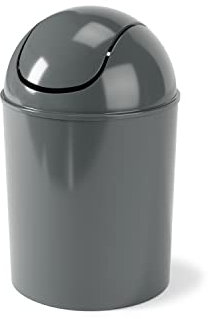 Umbra 1.25 Gallon Mini Waste Can with Removable Swing-Top Lid - Small Garbage Bin for Kitchen, Bathroom, Bedroom, Office - Compact Trash Can Fit Under Tables & Counters - Dark Grey