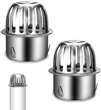 Vegena 2 Pezzi Filtro per Grondaia, Parafoglie per Tubi di Scolo, Protezioni per Grondaia in Acciaio Inox per Protegge il Tubo di Scarico da Foglie Rami