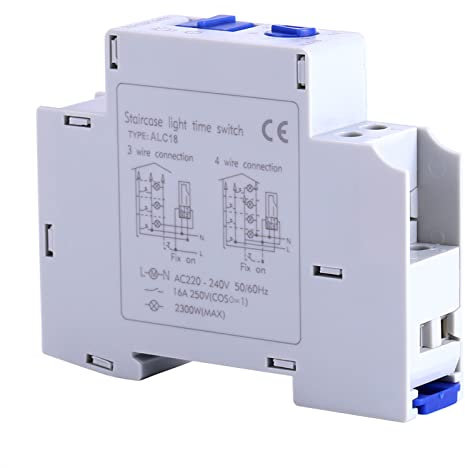BuyWeek Temporizzatore Luci Scale Temporizzatore AC 220-240V Interruttore Temporizzatore, Meccanico Elettronico a Relè DIN Guida per Casa L'illuminazione di Corridoi