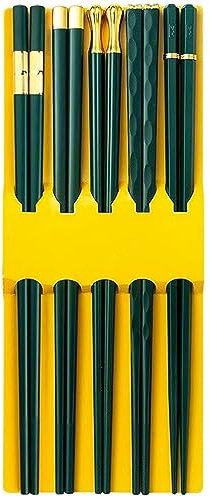 bacchette giapponesi lavabili Bacchette monouso riutilizzabili in lega da 24 cm antiscivolo facili da pulire resistenti alle alte temperature(Color:5 pairs,Size:)