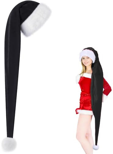 150cm Plüsch Nikolausmütze,Warm Dicker Nikolaus Mütze für Erwachsene Weihnachtszubehör,Deluxe-Weihnachtsmannmützen mit Samt und Plüschbesatz für Weihnachts Geschenke Weihnachtsfeier Lieferungen