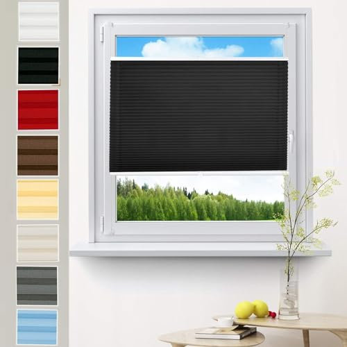 Estor Enrollable de Noche y Día 70 x 220 cm Fijación sin Taladrar, Pesiana Enrollable Estor de Estores para Ventanas para Puertas y Ventanas, Negro