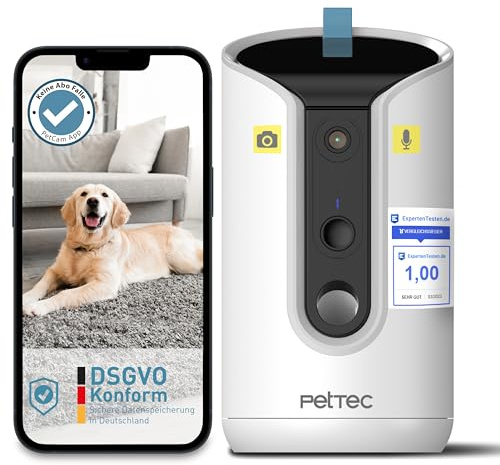 PetTec 360° Pet Camera & Automatic Food Dispenser with Treat Eject - Via App & Multi-Button - Bell Detection - 3MP Night Vision Function
