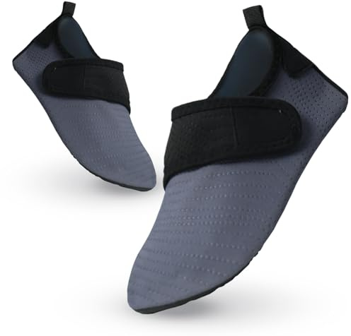 Chaussure Aquatiques Enfant Chaussure de Plage Garçon Fille Séchage Rapide Antidérapant Pieds Nus Chaussure d'eau Chausson Piscine Barefoot pour Aqua Surf Nager Plongée Sport Yoga 30/31EU Gris