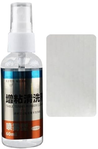 Pong Paddle Cleaner, 60 ml Tischtennisreiniger mit 2-seitigem Schwamm, leistungsstarker Tischtennis-Gummi-Reiniger, tragbarer Tischtennisschläger-Pflegeset für Staub-Fett-Fingerabdrücke