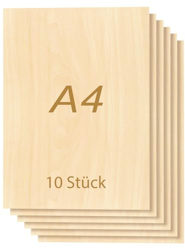 ToCome 10 Stück 3mm Sperrholz A4 Linde Sperrholzplatte Laserfähig 297 x 210 x 3mm Linden Holzplatte Plywood 3mm Holz für Laser | Glatte unbehandelte Oberfläche，Für Lasergravur & Laserschnitt，Ideal für Basteln & Brandmalerei