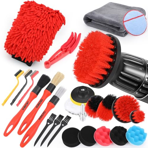 OKONKN Auto Reinigungsset für Innen & Außen – Komplettes Autopflege Set mit Detailing Pinsel, Staubentfernungsbürste, Lüftungsschlitz- und Felgenreiniger – Ideal für Armaturenbrett, Motor, Haushalt