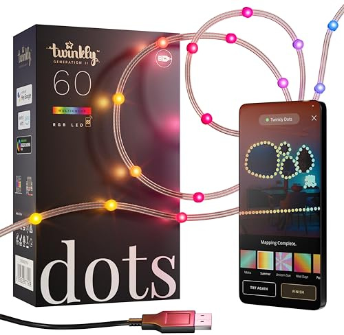 Twinkly Dots – 60 RGB Lights String, klar tråd, USB-A