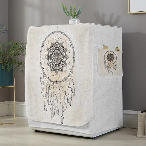 Highdi Housse de Protection pour Machine à Laver, Chargement Frontal Housse La Poussière avec Ouverture Frontale pour Linge Domestique (Attrape-rêves 3,Capacité S 6~7.5KG)
