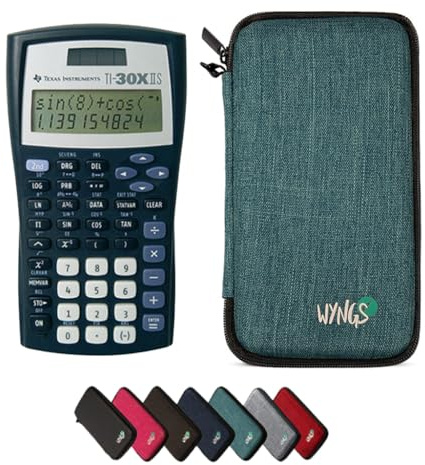 TI-30XIIS inkl. WYNGS Schutztasche Türkis - Wissenschaftlicher Taschenrechner - Basic Set