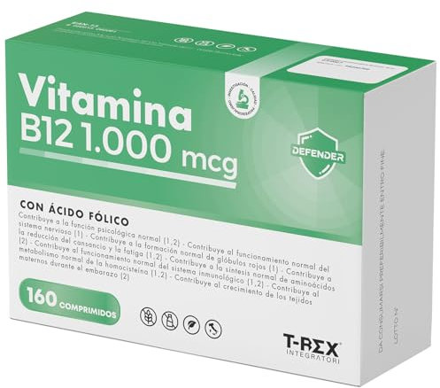 Vitamina B12 1000 mcg e Acido Folico 400 mcg 160 microcompresse ad Alto Dosaggio - Cianocobalamina e Folato Vegan per Stanchezza Fisica e Mentale - 5 Mesi di Fornitura