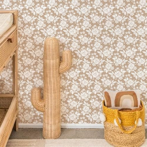 Selbstklebende Tapete Braune Rose Strukturtapete Wandtattoo Schlafzimmer Tapete Selbstklebend Vliestapete Wallpaper for Living Room Tapeten Langlebig Wandschutzfolie 38.6x250.6cm