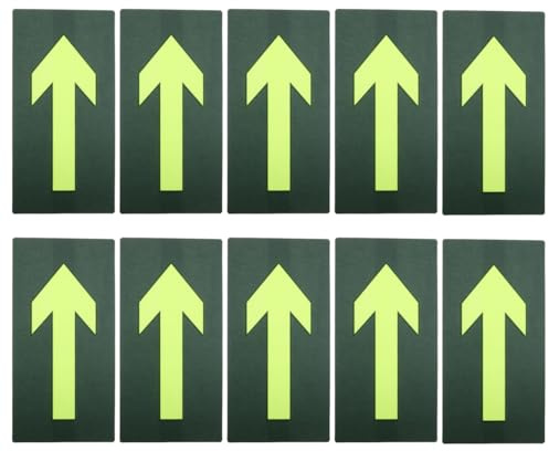 TOGEVAL 10Pcs Luminous Reflective Arrow Directional Stickers for Outdoor Trail Marking Camping Navigation Safety Decals Glow in Dark Adhesive