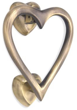 Infinity Decor Battente in ottone anticato a forma di cuore, in ottone massiccio di alta qualità, per porta d'ingresso e cancello