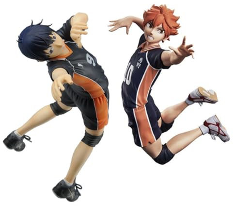 HLUONGTN Haikyuu Anime-Figuren Tobio Kageyama/Shoyo Hinata Figur Statue Volleyball-Pose Actionfigur Modell/2Pcs/13Cm