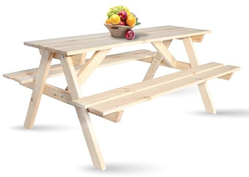Gartenpirat Kindersitzgruppe Picknicktisch mit 2 Bänken aus Kiefern-Holz unbehandelt Kindergarnitur für den Garten