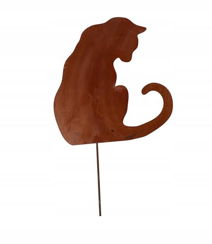 Kapaga - Gartenfigur aus Rost - Metall - Edelrost - Katze - Höhe 30 cm | auf Einschlagbeinen, Tierfigur, Dekofigur - Dekoration Gartendeko - Gartendekoration