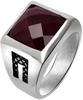 Wycian Promise Ring Damen, Bijou Brigitte Ringe Edelstahl Zirkonia Rot Größe 62 (19.7) 13.2mm Breit mit Rotem Zirkonia Anpassbar für Frau Valentinstag