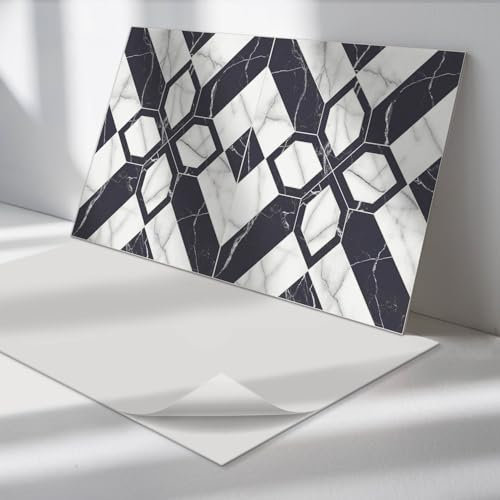 Panneaux Durable 60x30 cm PVC Multipak Design Fixation Murale Installation Rapide Imperméable Vinyle Rectangulaire Autocollant Gareage - Motif de marbre géométrique