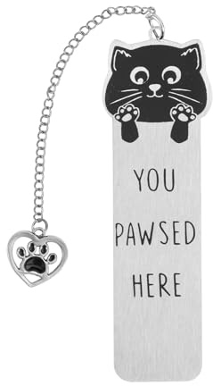 lasuroa Marque-Page Chat en Alliage de Zinc, Marque-Pages Chaton pour Femme avec Pendentif Cœur Cadeau Idéal pour les Amoureux des Chats Marque-Page Animaux Mignons Accessoires de Lecture Amusants