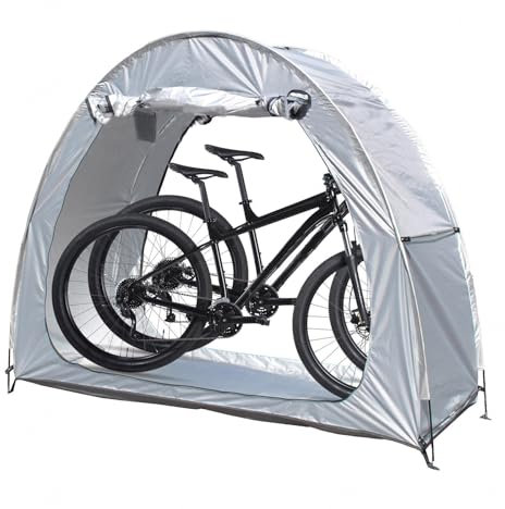 2 PCS Box Biciclette Può Essere Giuntato Garage Moto per Esterno con Tessuto Oxford 210D PU4000 Impermeabile Carport Auto Garage Moto,Silver