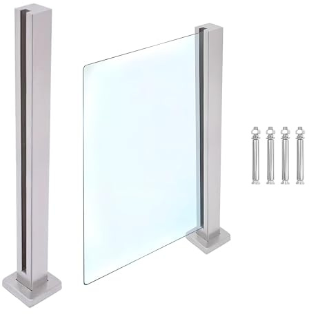 ringhiera balcone Posizioni Di Ringhiera Di Vetro Non C'è Bisogno Di Perforare Con Viti Di Espansione & Cuscinetti Di Gomma Della Scanalatura Della Carta, 304 Glashalter Dell'acciaio(End,H 85CM)