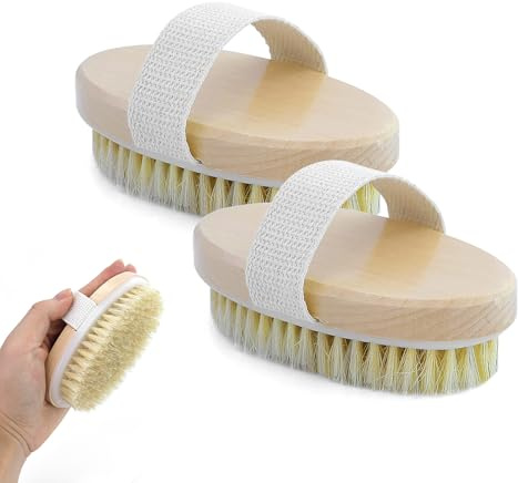 2 Pezzi Spazzola Corpo Secco, Spazzola Esfoliante Spazzolatura a Secco, Spazzola per Pelle Secca e Massaggio per Esfoliazione e Circolazione, Rimuovere Pelle Morta