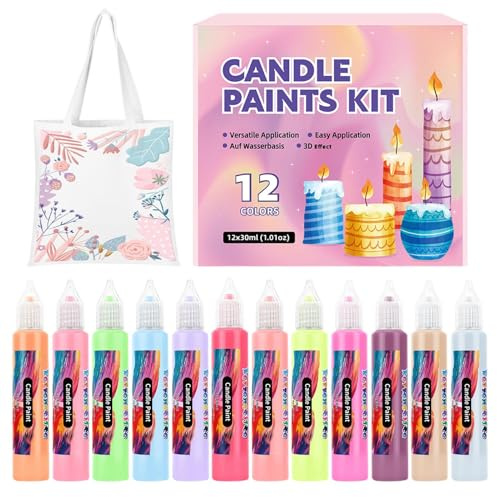 Generisch Wachsmaler - 12 Leuchtende Farben Wachsmalstifte Set - Schreib Zeichen Dekorations Set Für Feste Feiern Partys Basteln Auf Glas Tragetaschen Baumwollstoff Erwachsene