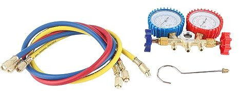 Manomètre Clim R134A avec Tuyaux, Kit Recharge Climatisation 12kg R32 R134a - Indicateur Précis et Durable pour Voiture et Systèmes HVAC