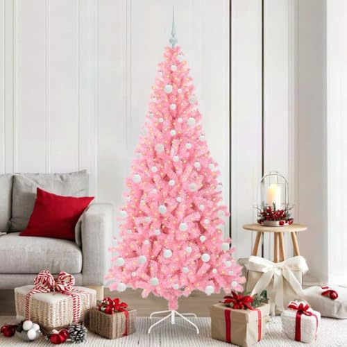 Árbol De Navidad con Luces LED 300 Blanco Cálido, con Soporte Rosa, 180 Cm De PVC, Montaje Fácil, Reutilizable, Decoración para Interior y Exterior Protegido, Christmas Tree Artificial, 3396432