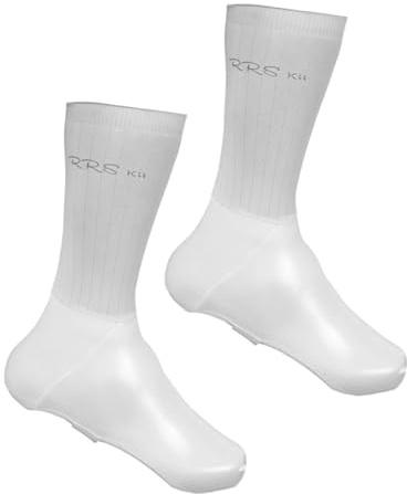 perfk Copriscarpe da Ciclismo Impermeabili, Copriscarpe Bici da Corsa in Poliestere e PU per Scarpe da Montagna e Strada, Stivaletti da Uomo Antivento, Antipioggia e Traspiranti, Bianco