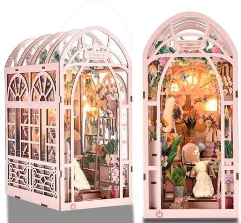 ETKVR Book Nook Kit - DIY 3D Puzzle Buchstütze Booknook Miniatur Puppenhaus | Miniatur Haus mit LED Licht, Modellbausätze Bücherregalen Dekoration Kreative Geschenk für Erwachsene