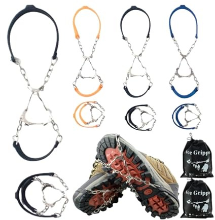 1 par 6 tänder klättring stegjärn sport snö vandring vinter halkfri isgrepp silikon utomhuskedja skor spikes klossar (orange)