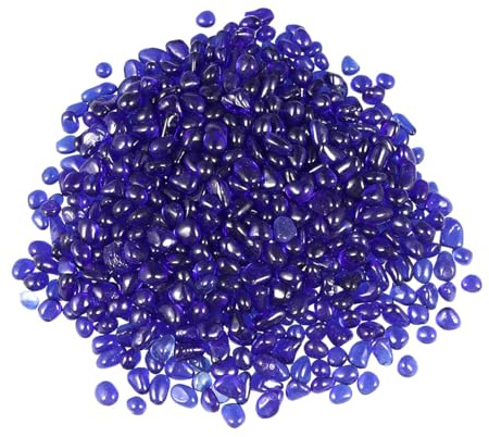 Toyvian Ghiaia di Vetro Colorata per Acquari 5-9 MM 500 G Decorazione Fai da Te in Cristallo di Vetro Blu Scuro Adatta per Acquari Domestici e Lavori Artigianali
