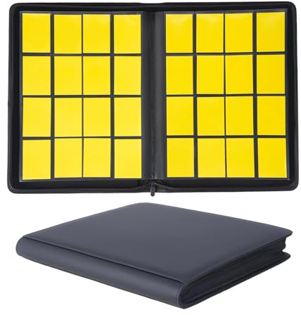 Carpeta de 16 bolsillos con cremallera, carga lateral con capacidad para | Bolsillos laterales antiarañazos, diseño sin arrugas, piel sintética impermeable, para fútbol y tarjetas deportivas